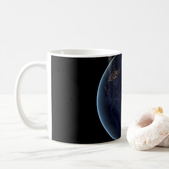 Mug La nuit, lumière de la ville terrestre (Avec donut)