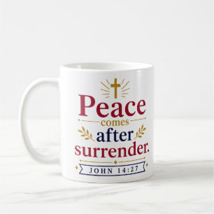 Mug La paix vient après la reddition Citation chrétien