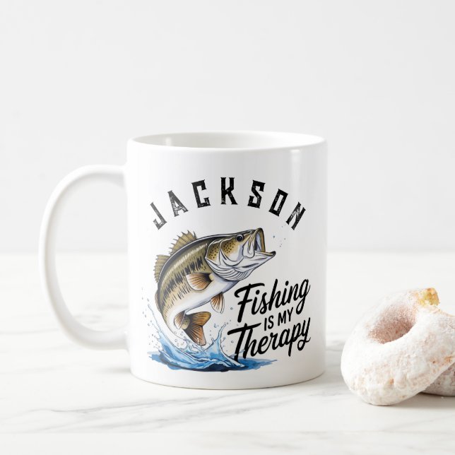 Mug La pêche personnalisée est ma thérapie (Avec donut)