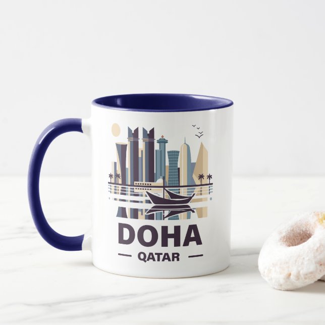 Mug La péninsule de Doha Qatar (Avec donut)