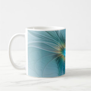 Mug La petite Beauté Moderne Bleu Or Fractal Flower