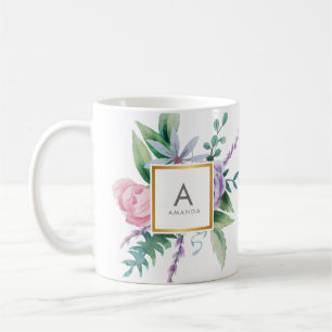 Mug La pivoine pourpre de rose chic d'aquarelle