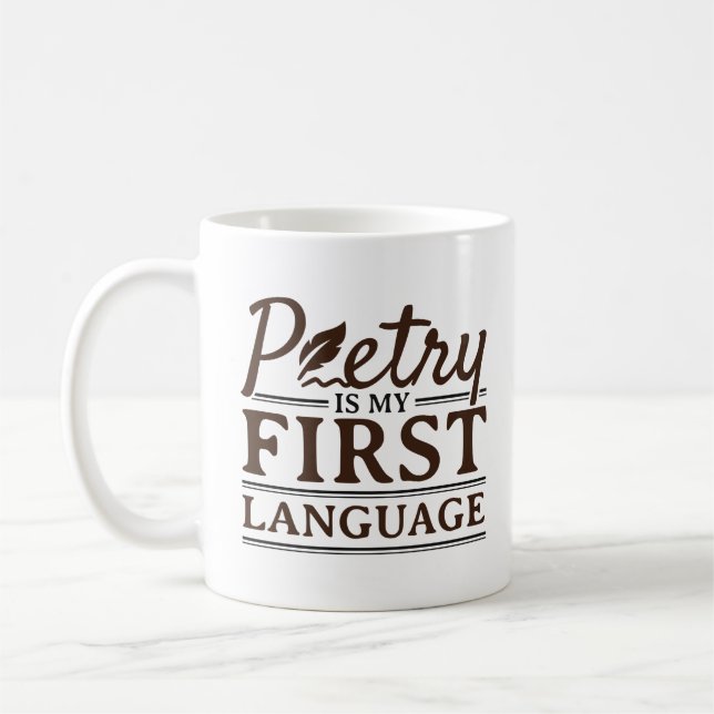 Mug La Poésie Est Ma Première Langue Poète Écrivain Po (Gauche)