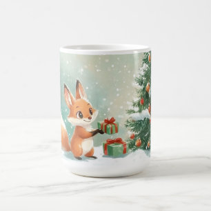 Mug La première chute de neige de Fox au pied du sapin