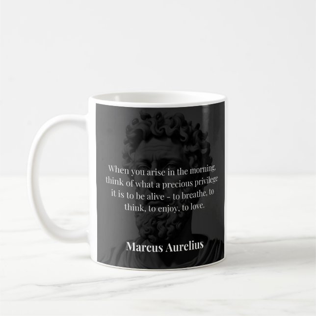 Mug La réflexion matinale de Marcus Aurelius : Gratitu (Gauche)