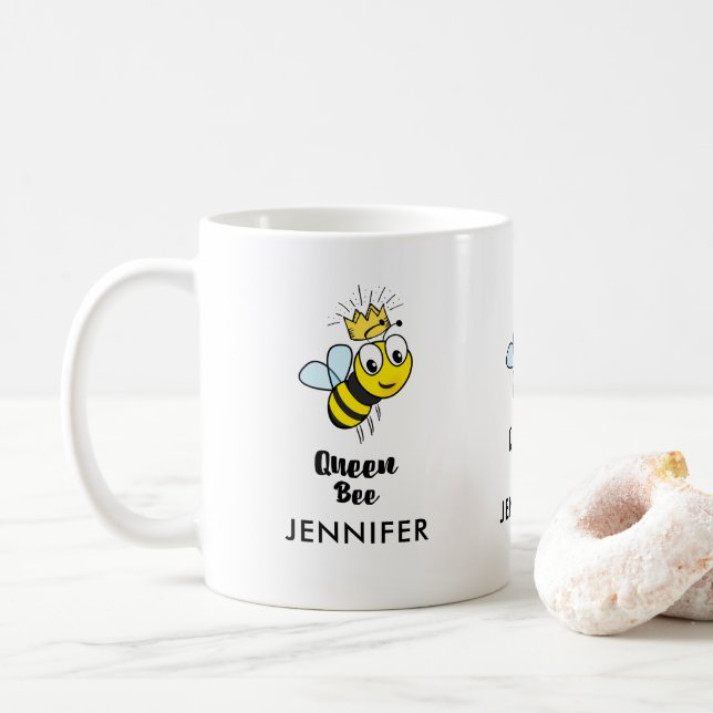 Mug La reine Bee porte une coutume de couronne (Avec donut)