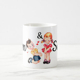 Mug La rétro fille et le garçon Personnalised de