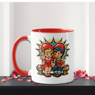 Mug La Saint-Valentin   Pop Art Rétro Personnalisé