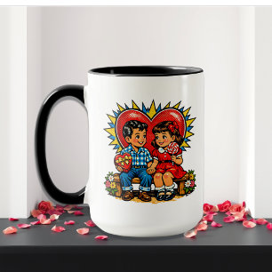 Mug La Saint-Valentin   Pop Art Rétro Personnalisé