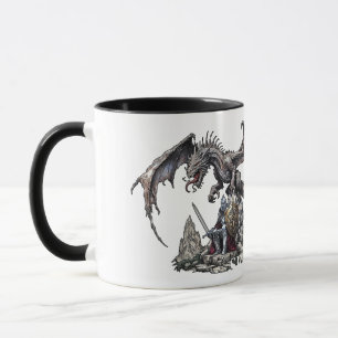 Mug La Sentinelle : Un Chevalier Gardant un Dragon Ail