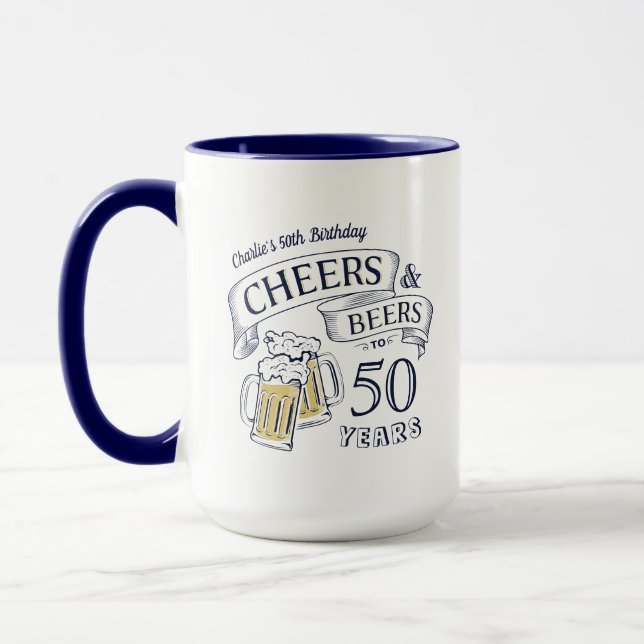Mug La Typographie Bleue Rend Hommage Et Bières À Tout (Gauche)