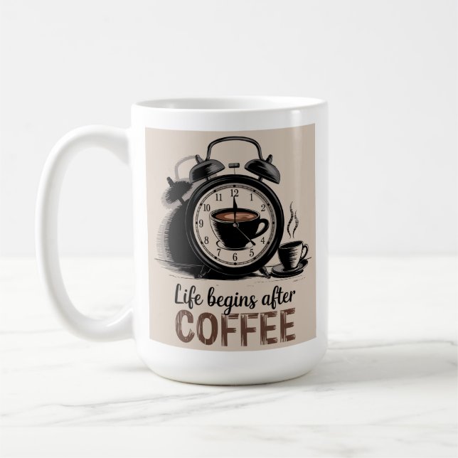 Mug La vie commence après le café classique Mug, 11 oz (Gauche)