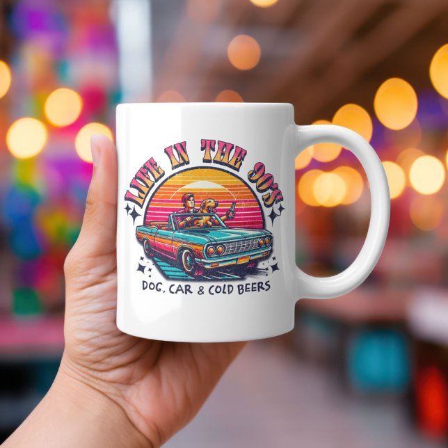 Mug La vie dans les années 90 - Chien, voiture et bièr (Créateur téléchargé)