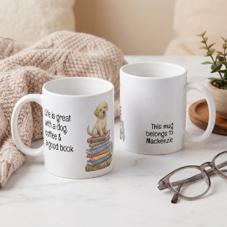 Mug La vie est belle avec un chien et un bon livre