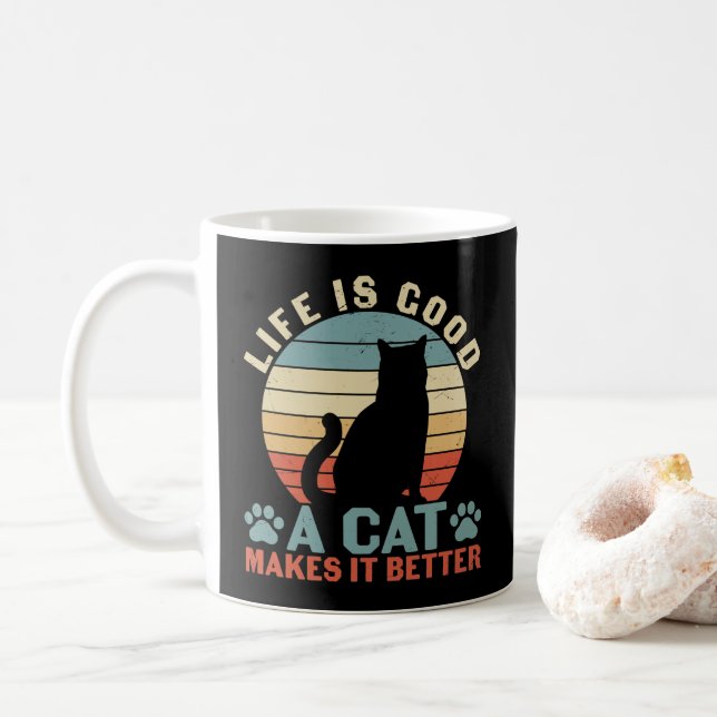 Mug La Vie Est Bonne Un Chat Le Rend Meilleur (Avec donut)