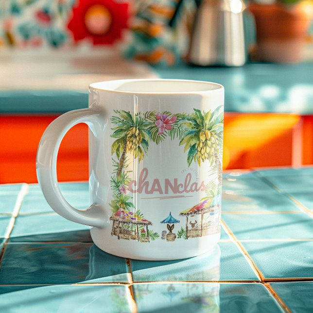 Mug La vie est meilleure à Chanclas Palm Tree Tropical (Créateur téléchargé)