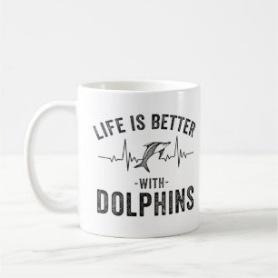 Mug La vie est meilleure avec Dolphins cool hearbeat l