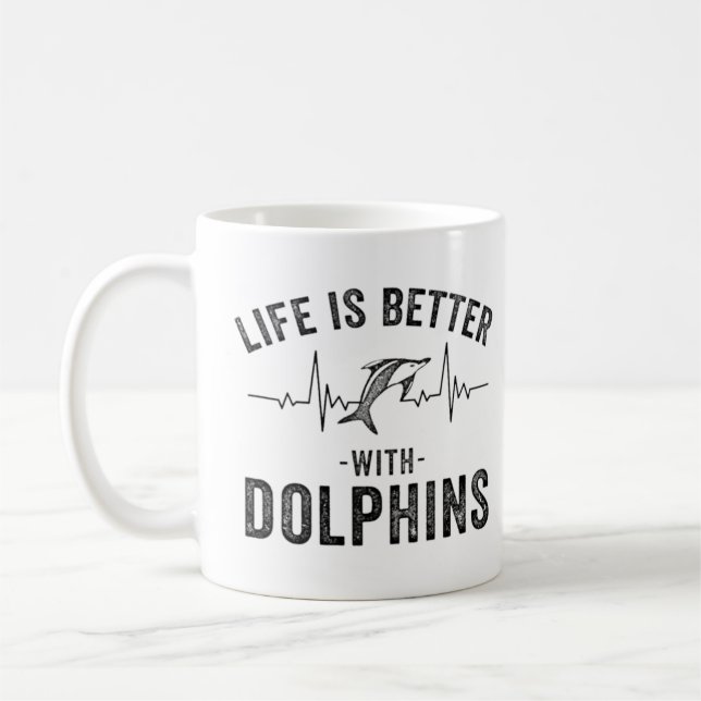 Mug La vie est meilleure avec Dolphins cool hearbeat l (Gauche)