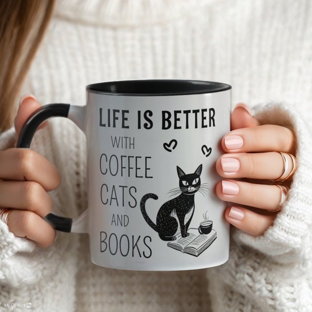 Mug La vie est meilleure avec les chats à café et les  (Créateur téléchargé)