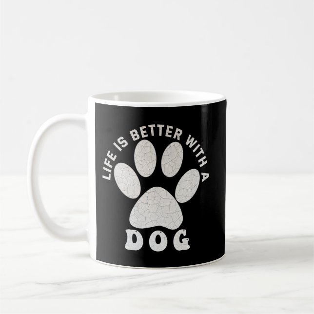 Mug La vie est meilleure avec un chien Silver Texte te (Gauche)