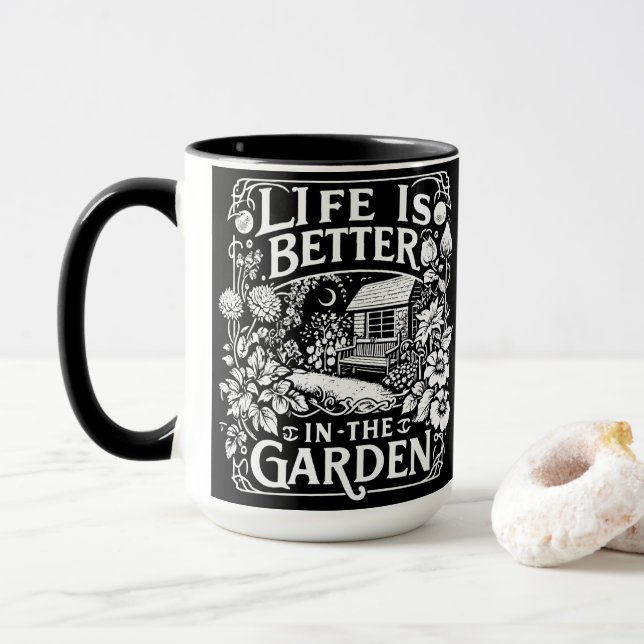 Mug La vie est meilleure dans le jardin (Avec donut)