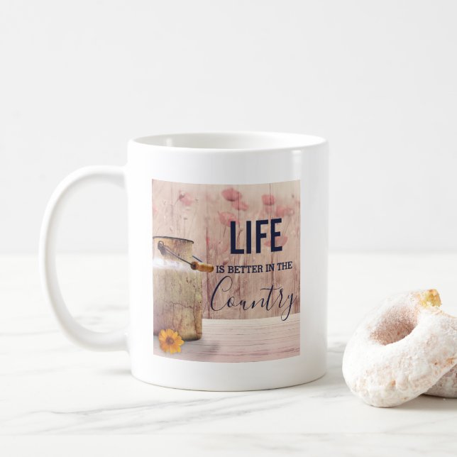 Mug La vie est meilleure dans le pays Citation avec La (Avec donut)
