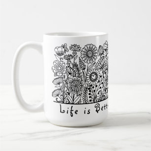 Mug La vie est meilleure dans l'impression florale du 