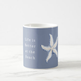 Mug La vie est meilleure plage bleu blanc étoile de me