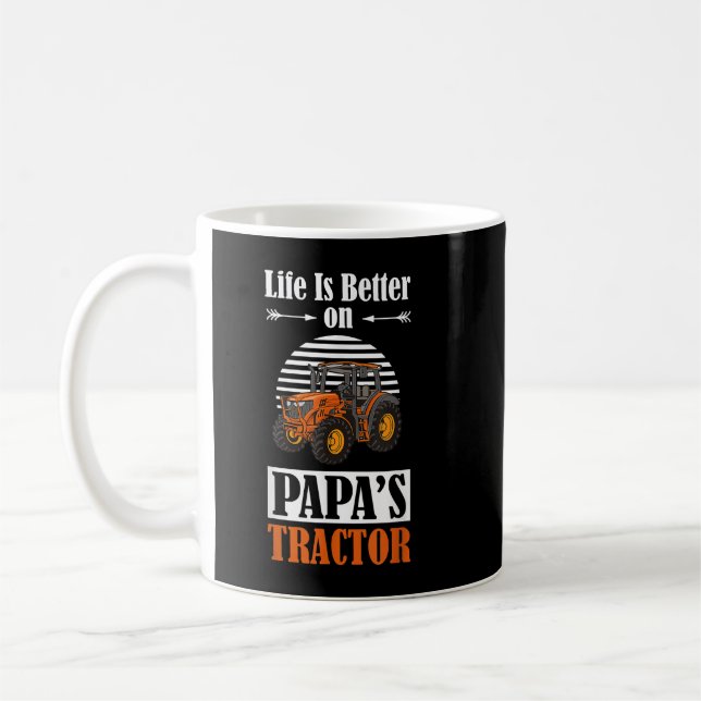 Mug La vie est meilleure sur le tracteur de Papa Funny (Gauche)