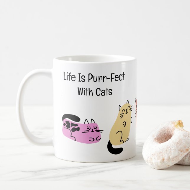 Mug La Vie Est Purr-Fect Avec Les Chats (Avec donut)
