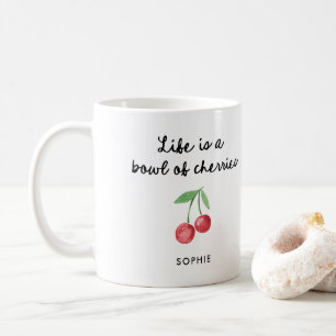 Mug La vie est un bol de cerises   Script rétro mignon