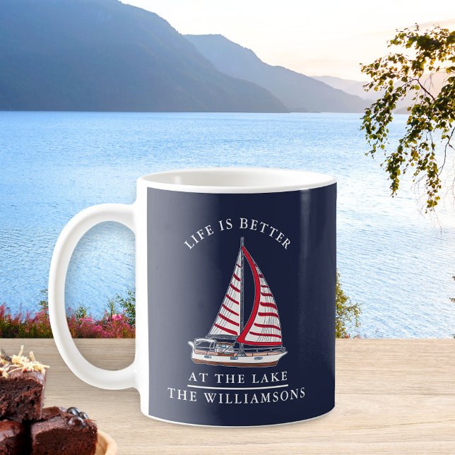 Mug La vie nautique est meilleure au lac Bleu de la Ma (Créateur téléchargé)