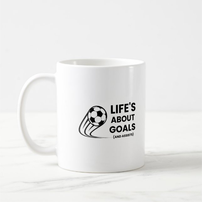 Mug La vie sur les objectifs et aide le football drôle (Gauche)