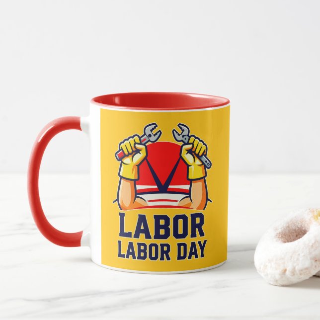 Mug Labor Day Strong Worker Pride Illustration (Avec donut)