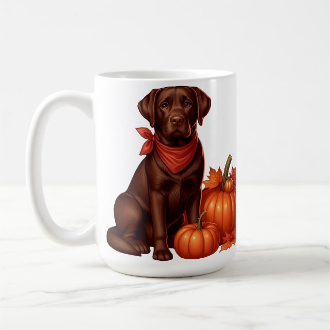 Mug Labrador au chocolat avec Bandana rouge par Citrou (Gauche)