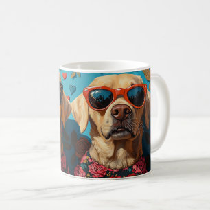 Mug Labrador avec roses de la Saint-Valentin