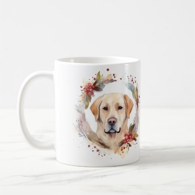 Mug Labrador Christmas Wreath Festive Pup (Gauche)
