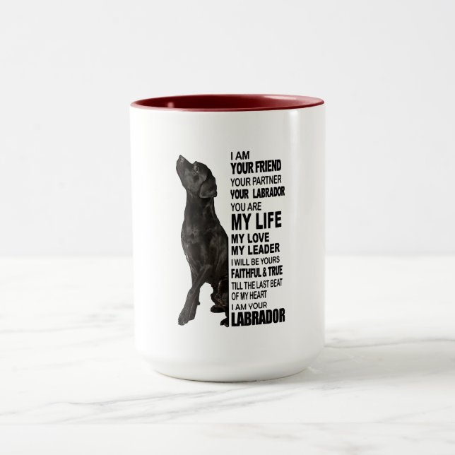 Mug Labrador Retriever Cadeaux Black Lab Face Picture (Centre)