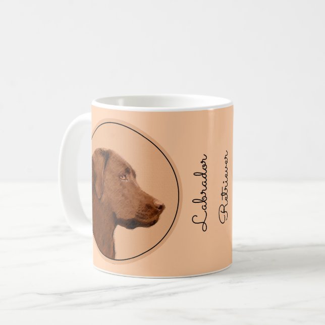 Mug Labrador Retriever (Chocolat) Peinture - Chien Art (Devant gauche)