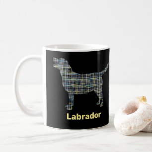 Mug Labrador Retriever Dog Yellow & Blue Grid