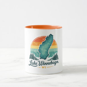 Mug Lac Winnebago WI Coucher de soleil Plan du lac Con