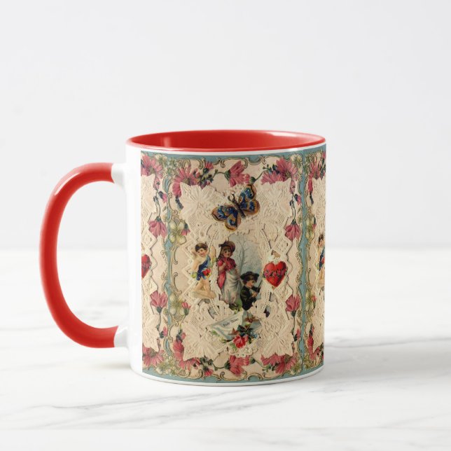 MUG LACE ANTIQUE VALENTINE, CUPIDE, AMOUREUX ET BOUTTE (Gauche)
