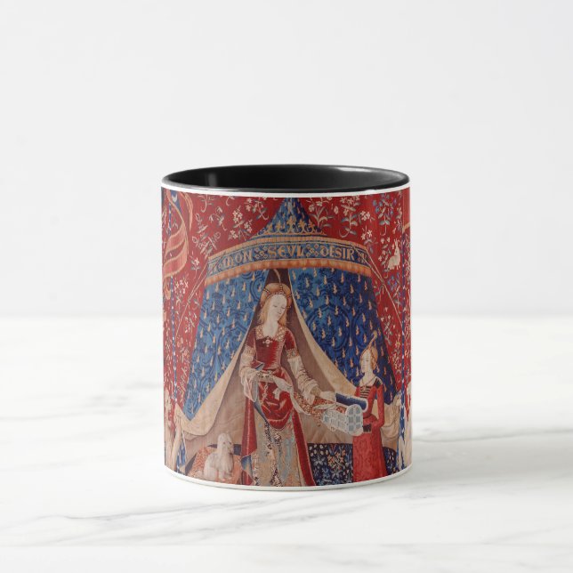 Mug Lady and Unicorn Medieval Tapestry Desire (Centre)