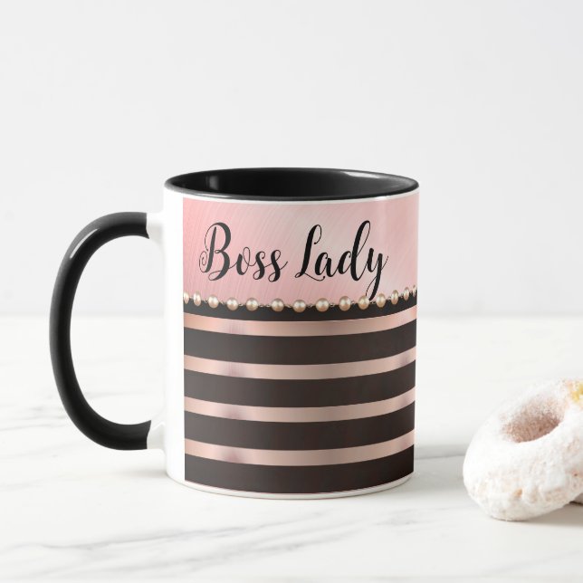 Mug Lady Boss Rose Épais (Avec donut)