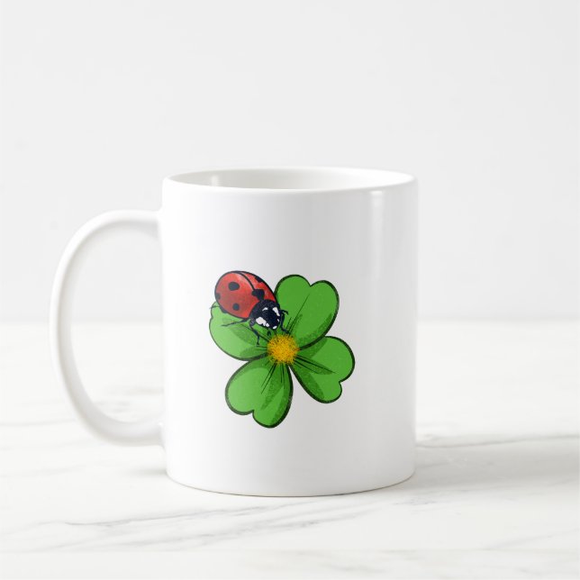 Mug Ladybugs and Green Leaves Nature Illustration Past (Gauche)