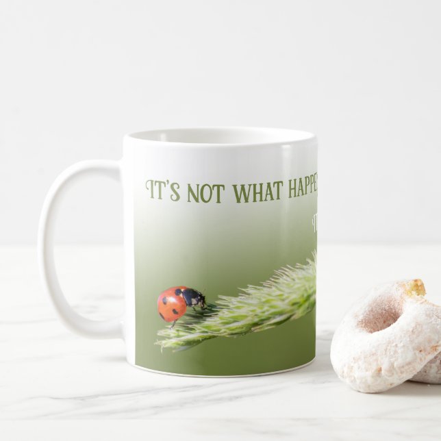 Mug Ladybugs avec une citation motivante état d'esprit (Avec donut)