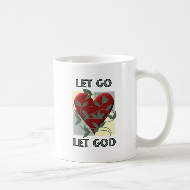 Mug Laisser Dieu Récupérer Citation Slogan Coeur Rouge (Droite)