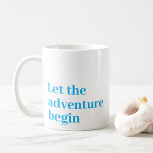 Mug Laisser l'aventure commencer Blue script Monogramm
