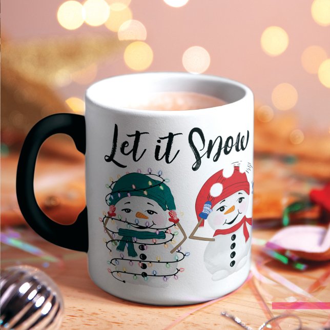 Mug Laissez-le neiger Festif Snowmen Aquarelle Noël (Créateur téléchargé)