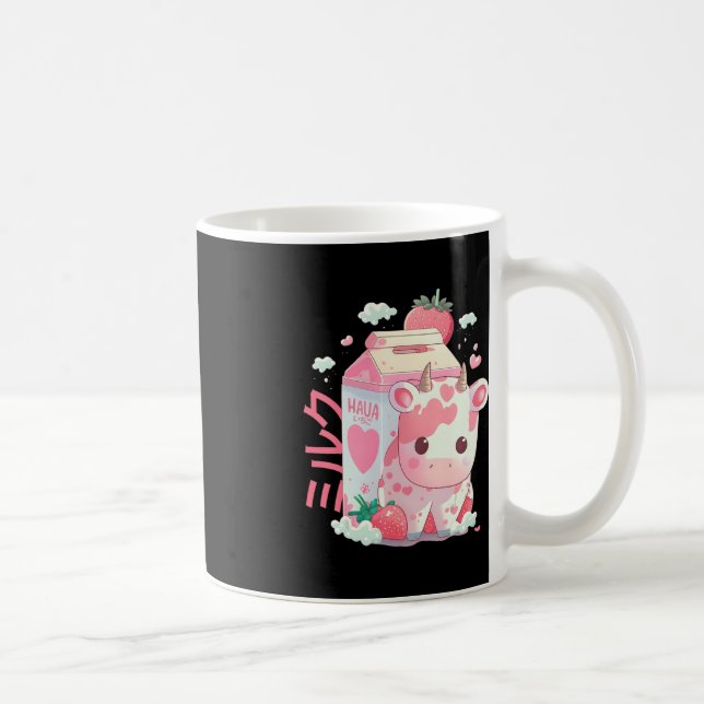 Mug Lait de fraise Lait de sabot Vache Carton Cute Kaw (Droite)